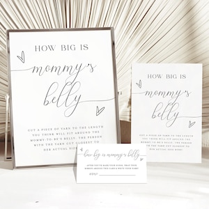 Hoe groot is mama's buik Spel, hoe groot is haar buik, bewerkbaar bord voor babyshower, hoe groot is mama's buik raad- en antwoordkaarten #vmt12