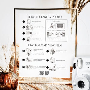 Instax Mini 11 Camera All-In-One Instructions Sign, Photo Wedding Guestbook Sign, How to Take A Photo Guest Book Sign, Load New Film#f40