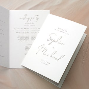 Folded wedding program template Folded wedding programs instant download Mr and Mrs wedding template Ceremony program Folded program #vmt710