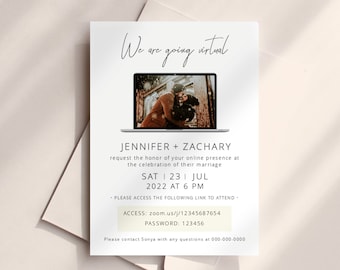 Virtual Wedding Invitation Template Download, Fully Editable, With Photo, Picture, Templett, Create Multiple, Personalized, Custom #vmt810