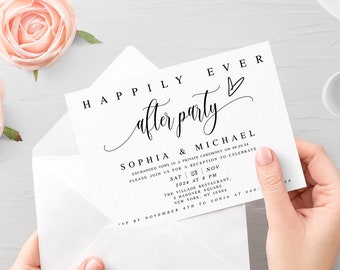 Templett Invitation, Reception Party Template, Happily Ever After Party, Elopement, Digital Download, Fully Editable, Printable Invite #f27