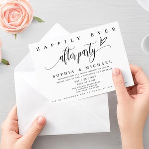 Templett Invitation, Reception Party Template, Happily Ever After Party, Elopement, Digital Download, Fully Editable, Printable Invite #f27