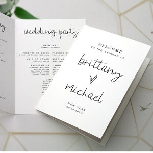Download Wedding Program Template, Folded Booklet, Catholic Ceremony, Editable, Customizable, Edit With Templett, Custom, Contemporary #f34