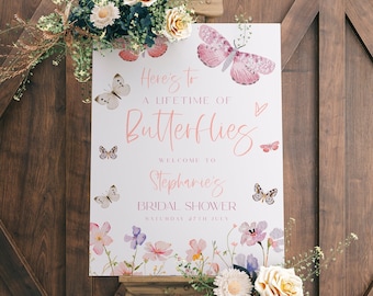 Lifetime Of Butterflies Welcome Sign, Lifetime Of Butterflies Bridal Shower Welcome Sign, Butterfly Welcome Poster, Butterfly Decor #c95b