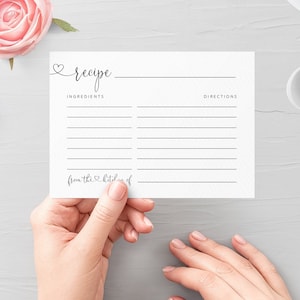 Romantic Recipe Template, Try Before You Buy, 100% Editable, Personalized, Templett, Bridal Shower Insert, Ingredient Card, Brunch, DIY #f23