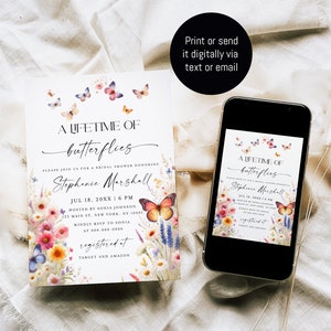 Lifetime of Butterflies-Brautparty-Einladung, Schmetterling-Brautparty-Einladung, Boho-Garten-Party-Einladung, er gibt mir Schmetterlinge #c94