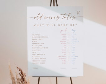 Old Wives Tale Sign Template, Old Wives Tales Gender Reveal Party Game, Digital Download, Boy Or Girl Poster, Old Wives Tales Pregnancy #f37