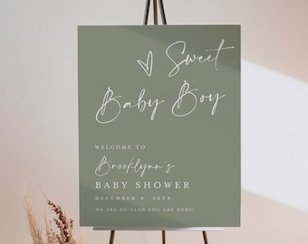 Sage Green Baby Shower Welcome Sign, Sweet Baby Boy, Hello Baby Welcome Sign, Sage Baby Shower Welcome Sign Minimalist Baby Shower #f41