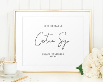 Wedding Sign Template, Create Your Own Poster, Table Top Decor, Custom, Calligraphy, Templett, Instant Download, 100% Editable text #vmt810