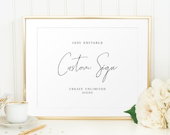 Plantilla de cartel para boda, crea tu propio póster, decoración de mesa, personalizada, caligrafía, templett, descarga instantánea, texto 100 % editable #vmt810