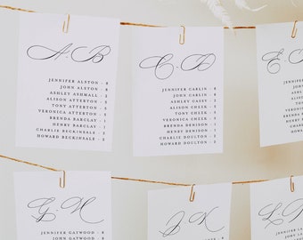 Alphabetical Seating Chart Cards, Minimalist Wedding Hanging Seating Chart Card, Table Seating Chart Cards, Wedding Seating Plan Cards #f45