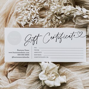 Minimalist Gift Certificate Template, Printable Gift Voucher, Editable Gift Certificate, Business Gift Card, Modern Gift Coupon Card #f38