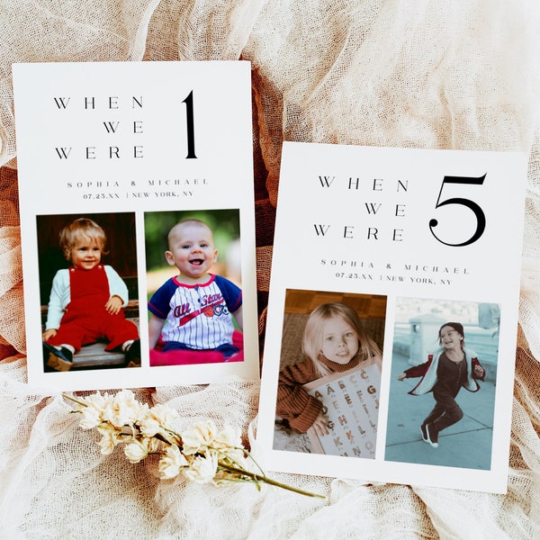 Templett Table Numbers  With 2 Pictures, Two Photos, Printable, Wedding Table Cards Template, 4x6, 5x7, Customize, Personalized, Heart #f40