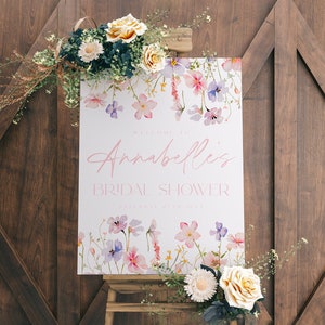 Wildflower Bridal Shower Welcome Sign Template, Wildflower Bridal Shower Sign, Spring Floral Bridal Sign, Pastel Floral Welcome Sign #c95c