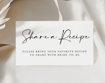 Share A Recipe Card Template, Invitation Insert, Instant Download, Bridal Shower Enclosure, Recipe Request Card, Brunch Party Boho #f41