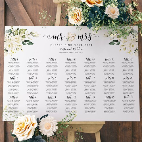 Seating Chart Poster Template Templett Sign Your Seat Etsy