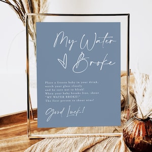 My Water Broke Baby Shower Game, My Water Broke Game, Ice Cube Baby Brunch Game, Printable Blue Snowflake Theme #f41