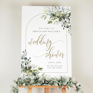Greenery Wedding Shower Welcome Sign, Fully Editable Template, Unlimited DIY, Downloadable, Templett 18x24, 24x36, Botanical, Bohemian #c61