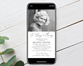 In Loving Memory Funeral Evite, Electronic Invitation Template, Text Message Death Announcement, iPhone, Memorial, Photo, Picture DIY #vmt10