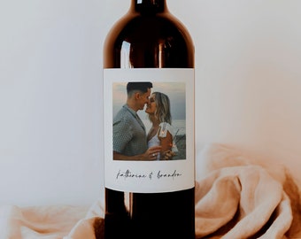 Photo Wine Label, Custom Wine Label Template With Photo, Engagement Wine Label, Photo Wine Bottle Label, Printable Wine Label Editable #f41