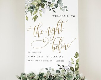 Printed The Night Before Welcome Sign: Rehearsal Dinner Poster