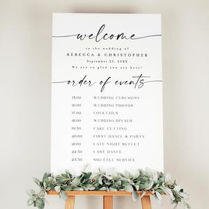 Wedding Order Of The Day Sign, Wedding Itinerary Sign Template, Minimalist Wedding Timeline Sign, Order of Events, Printable Timeline #f37