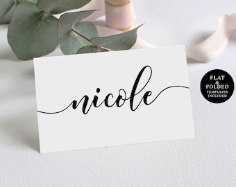 Printable Wedding Name Cards Template, Digital Download, 100% Editable Text, Templett, Escord Table Decor, Place Card, Modern Rustic #vmt510