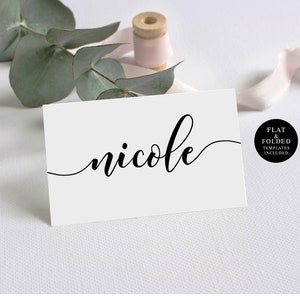 Printable Wedding Name Cards Template, Digital Download, 100% Editable Text, Templett, Escord Table Decor, Place Card, Modern Rustic #vmt510