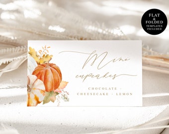 Food Label For Buffet, Printable Card Template, Mini Cupcakes, Downloadable, Food Card Template, Pumpkin, Thanksgiving, Autumn, Fall #ct68