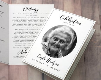 Printable Funeral Program Template, Celebration Of Life, Obituary, Memorial, Word, DIY Custom, Instant download, Editable, Rustic #vmt510