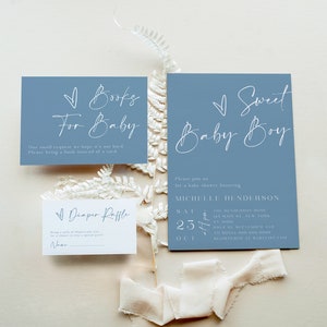 Faire-part bébé garçon doux, faire-part bébé garçon doux modifiable pour la douche, livres de douche doux bébé garçon pour carte de bébé, billet de Raffel couche #f41
