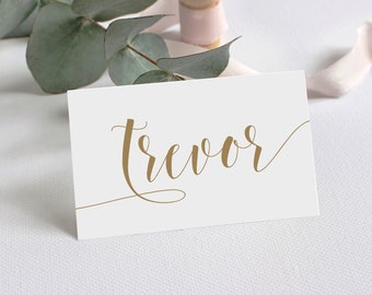 Gold Wedding Name Cards Template, Editable Text, Templett, Escord Table Decor, Self-Editing, Personalized, Place Card, Modern Rustic #vmt120