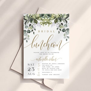 Eucalyptus Bridal Luncheon Invitation, Greenery Bridal Shower Invitation, Boho Bridal Shower Invite, Bohemian Bridal Shower Invitation #c61