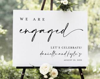 Engagement Sign, Engagement Party Welcome Sign Template, We're Engaged Sign, Modern Minimalist, We Are Engaged Poster, Digital Download #f41