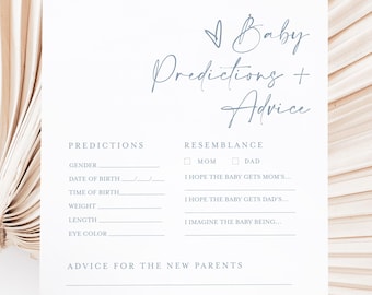 Afdrukbare kaarten voor babyvoorspellingen en advies, advies en wensen voor toekomstige ouders, sneeuwvlok babyshowerspel, voorspellingen voor baby #f41