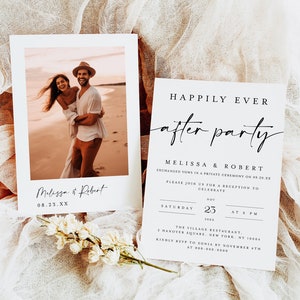 Photo Wedding Reception Party Invitation Template, Templett, With Picture, Downloadable, Happily Ever After Party, Elopement Party #f41