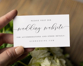 Plantilla de tarjeta para sitio web de boda imprimible, plantilla, inserto de invitación, anexo de invitación, descarga, información, alojamiento, bricolaje #vmt410