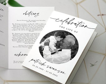 Celebration Of Life Program Template, Funeral, Obituary, Edit With Templett, Memorial Prayer Card, Word, Men, Women, Order Of Service #f38