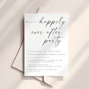 Faire-part pour une soirée heureuse, modèle d'invitation à une soirée de réception, faire-part de mariage moderne, invitation à une réception #f37
