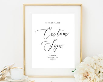 Your Words Here, Custom Wedding Sign, 100% Editable, Instant Download, DIY, Try Before You Buy, Bachelorette Party, Modern, Simple #vmt910