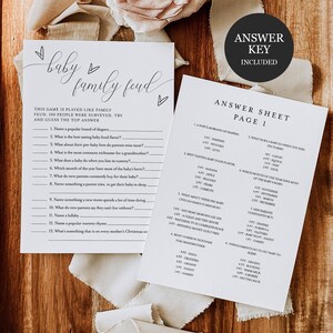 Baby Shower Family Feud Game Template: Minimalist Design (Digital Download)