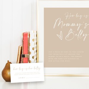 Jogo de Qual o Tamanho da Barriga da Mamãe, Qual o Tamanho da Barriga dela, Placa de Chá de Bebê Editável, Placa de Adivinhação Qual o Tamanho da Barriga da Mamãe e Cartões de Resposta #f41