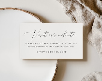 Modèle de carte Visitez notre site Web, Templett, texte 100 % modifiable, annexe pour faire-part de mariage, détails, encart d'informations, bricolage personnalisé #vmt910