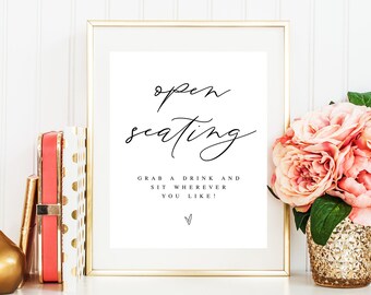 no assigned seating wedding sign Templett Open Seating Sign, 100% Editable, Downloadable, Assigned Seating is Not Our Style, Sit Anywhere Welcome Sign, DIY Personalized #f28