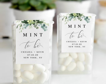 Greenery Mint To Be Label Template, Wraparound, Printable Wedding Favor Sticker, Bridal Shower, Instant Download, Foliage Leaves Boho #vmt21
