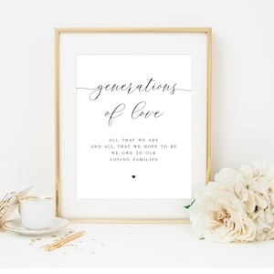 Instant Download Generations Of Love Sign, Edit With Templett, Printable, All That We Are And All That We Hope, Wedding Family Sign #vmt410