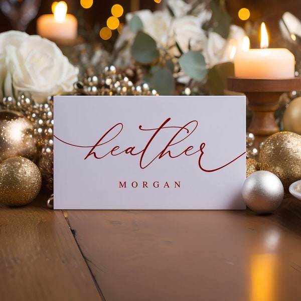Christmas Place Cards, Christmas Name Card, Christmas Dinner Place Card, Holiday Party Seating Card, Christmas Wedding Place Cards #vmt10