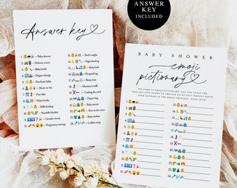 Emoji Pictionary Baby Shower Game, Editable Emoji Pictionary Game, Baby Shower Emoji Game, Emoji Baby Shower Game With Answer Key #f38
