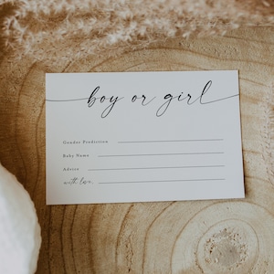 Boy Or Girl Card Template, Try Before You Buy, Editable, Gender Predictions And Advice, Gender Reveal Party Games, Dear Baby Wish Card #f37