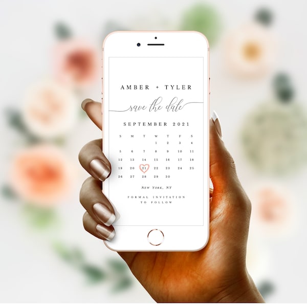 Electronic Save The Date, E-invite, Calendar Save The Date Evite, Phone, 100% Editable Text, Digital, Instant Download, Paperless DIY #vmt12